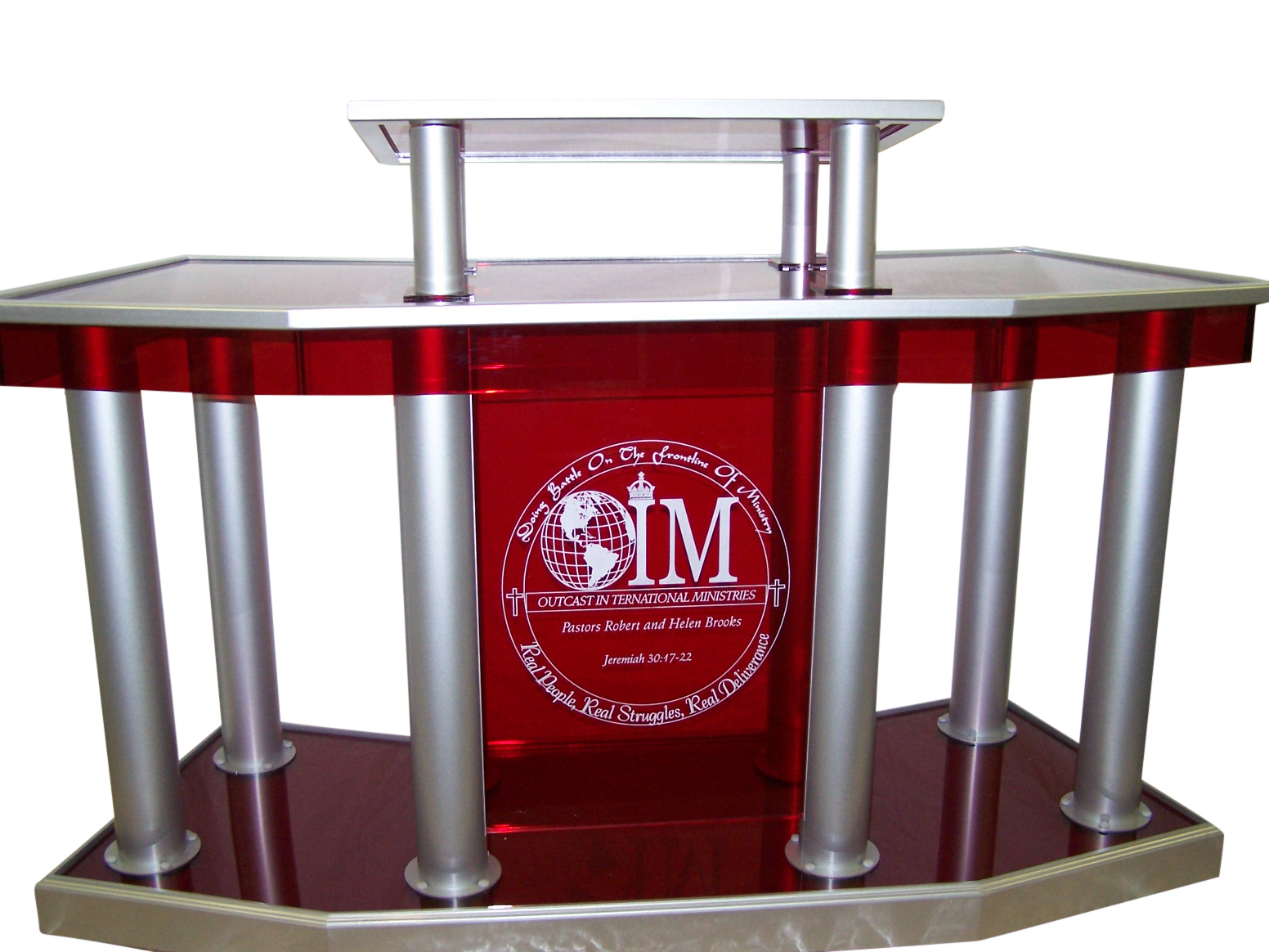 Red Contemporary Pillar Acrylic Podium