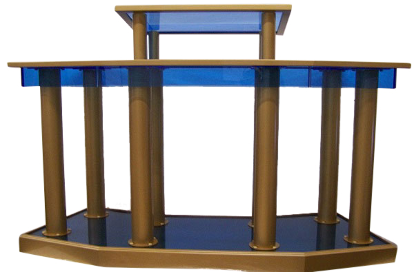 Smoked Blue Contemporary Pillar Acrylic Podium