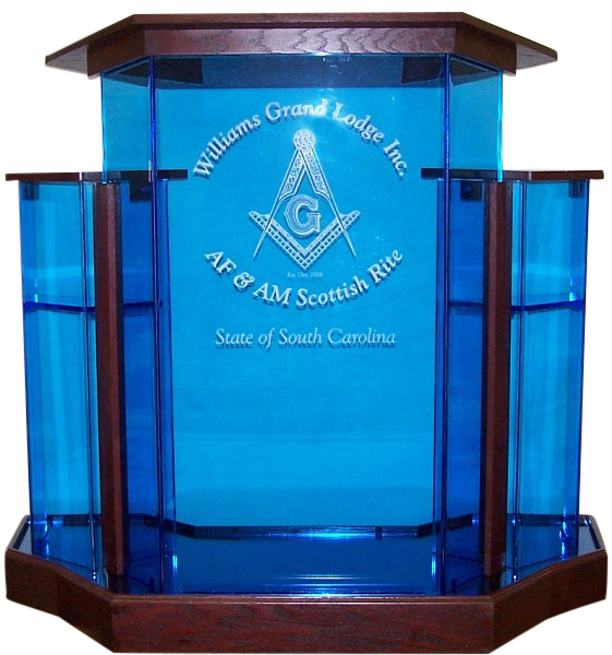 Blue Wingstyle Acrylic Podium