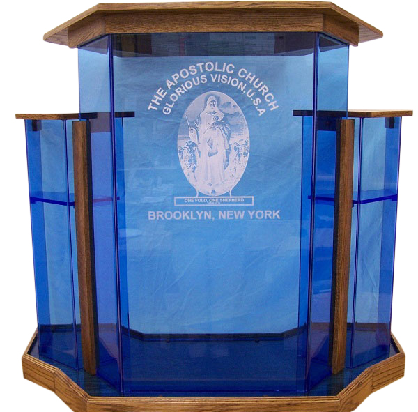 Blue Wingstyle Acrylic Podium