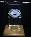 acrylic podium with wood