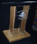 acrylic podium with wood